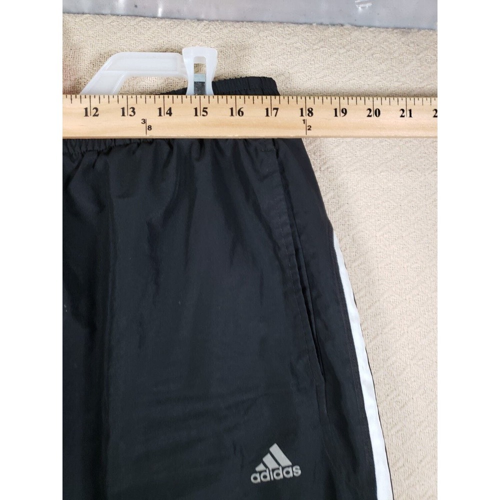 Adidas Track Pants Mens 34x32 Black 100% Polyester Elastic Waist Running Jogging - Picture 3 of 7